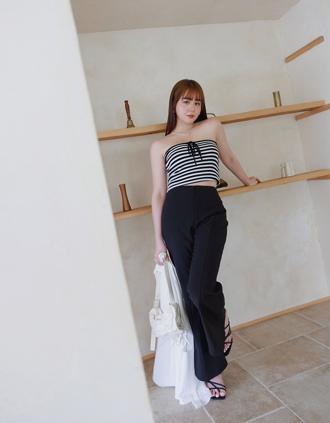 Regular Length High Waist Flared Trousers