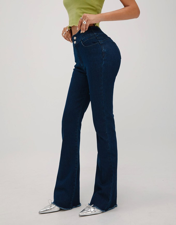 Double C Hourglass Slim Fit Flared Jeans Denim Pants