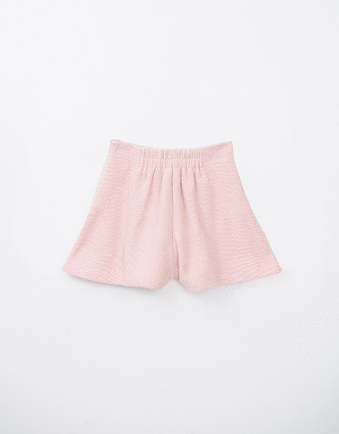 Solid Color Woolen Wide Leg Shorts With Umbrella Hem