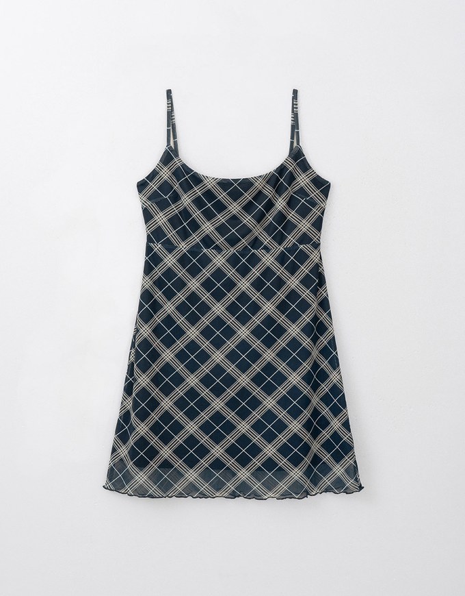 Spaghetti Strap Checkered Cami Mini Dress