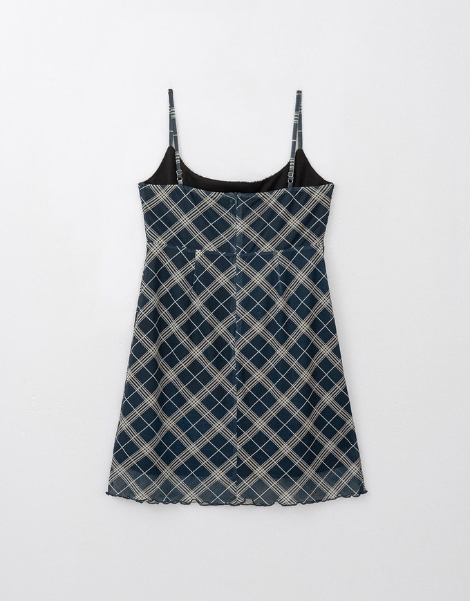 Spaghetti Strap Checkered Cami Mini Dress