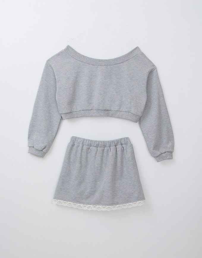 Classic Long Sleeve Cotton Sweatshirt With Lace Hem Skorts Set Wear