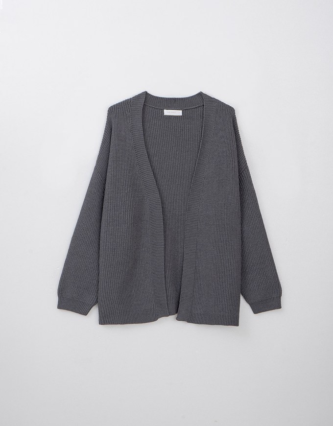 Loose Fit Solid Color Open Front Cardigan