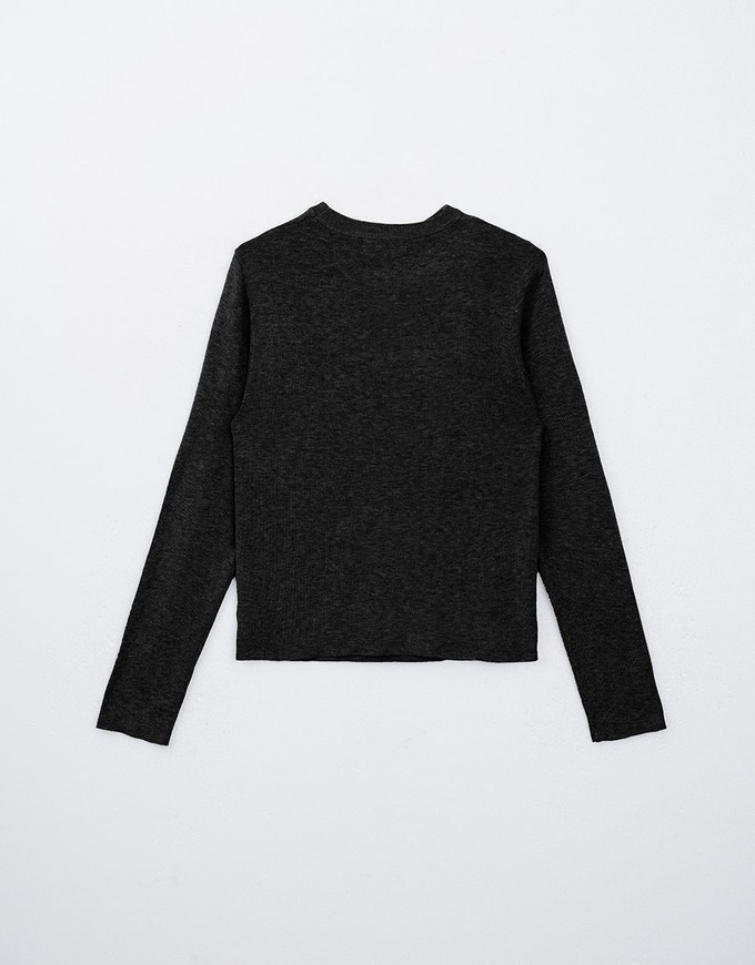 Basic Long Sleeve Front Hollow Out Knit Top