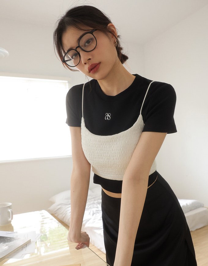 Brand Logo Ribbed Cropped Top