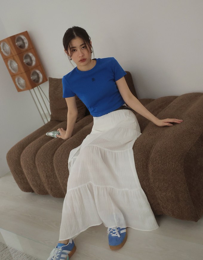 Brand Logo Ribbed Cropped Top