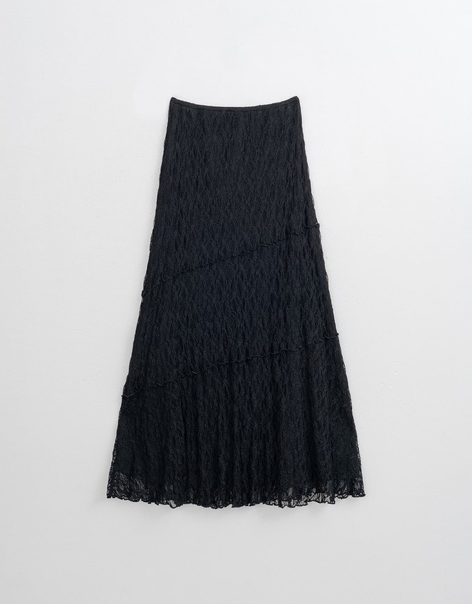 Elegant Sheer Asymmetrical Lace Maxi Skirt