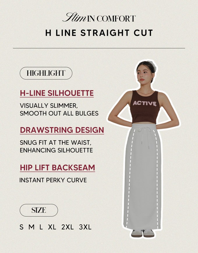 H Line Straight Cut Long Skirt