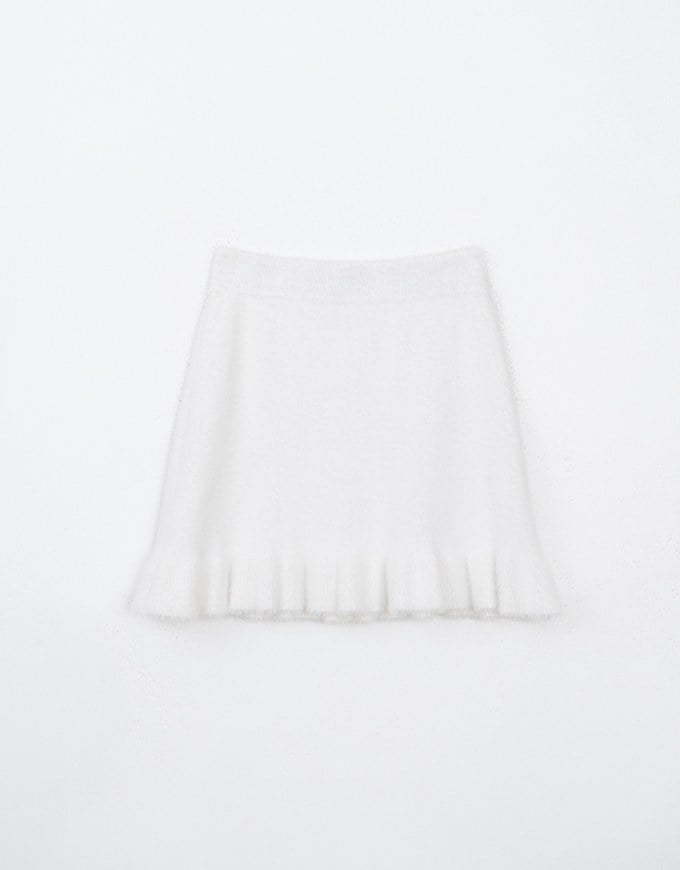 Mohair Lace Trimmed Mini Skirt