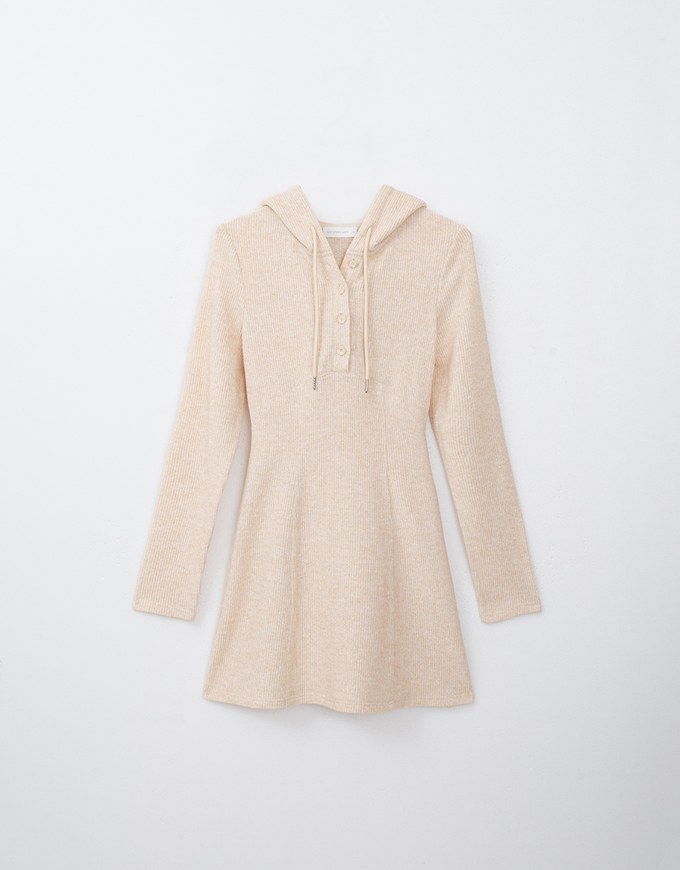 Playful Knit Hooded Mini Dress