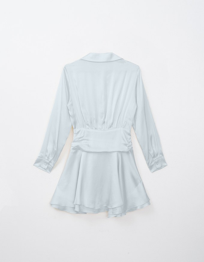 Silky Satin Shirt Mini Dress