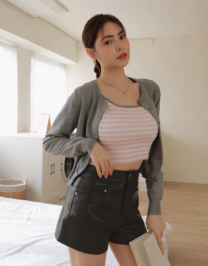 Colorblock Striped Knit Set Wear