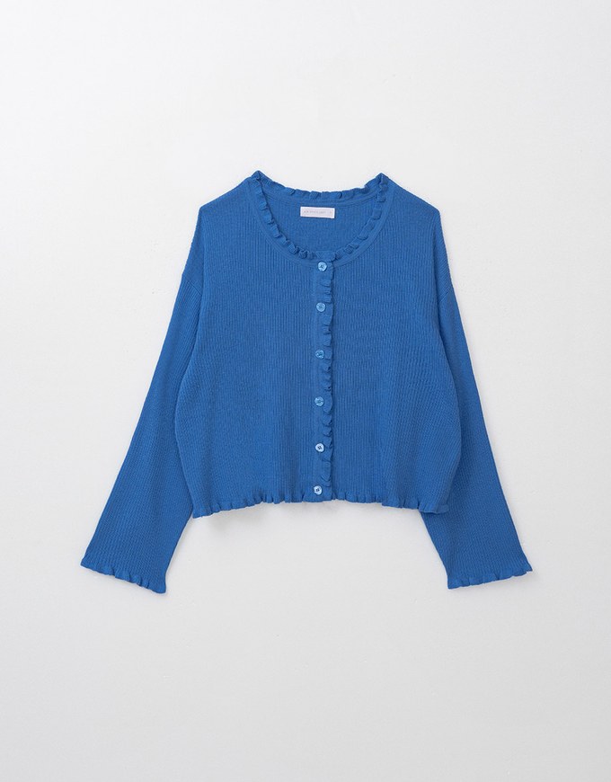 Long Sleeve Lace Trim Button Knit Top