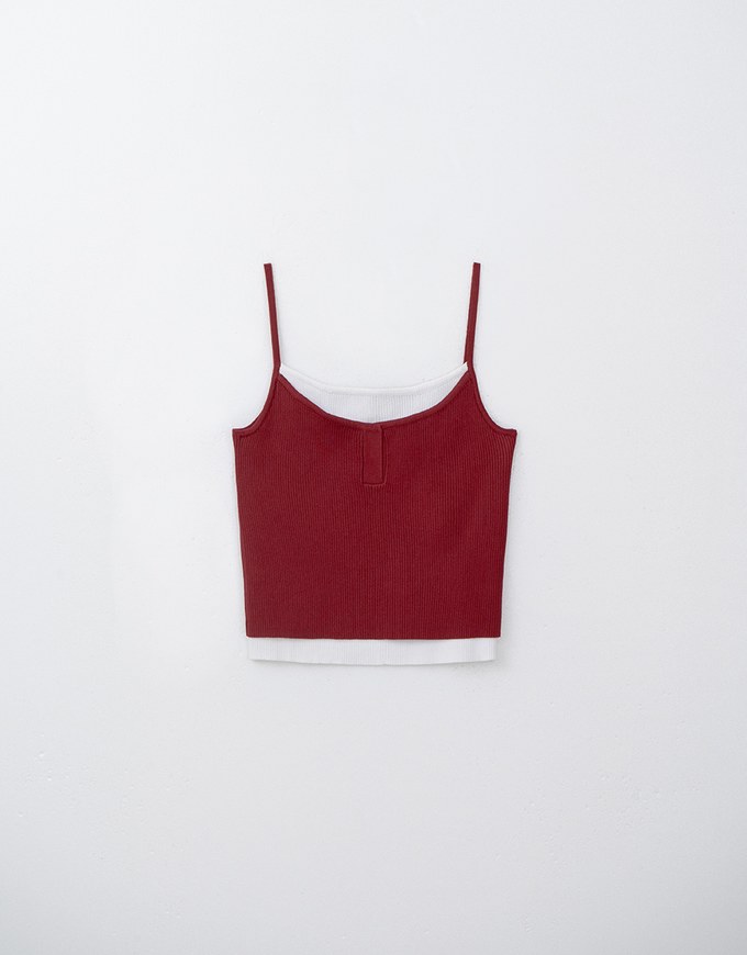 Faux 2 Piece Colour Contrast Cami Knit Top