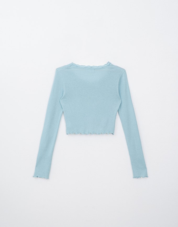 Layered Lettuce Edge Knit Long Sleeve Top