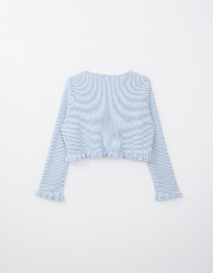 Ruffle Trim Rib Knit Top