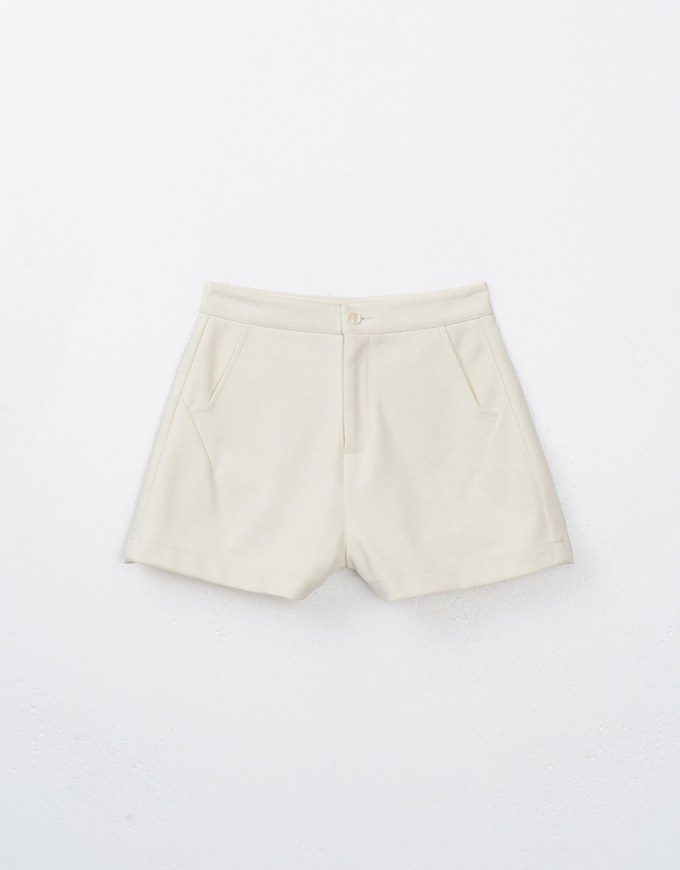 Minimalist Solid Wool Shorts With Pockets