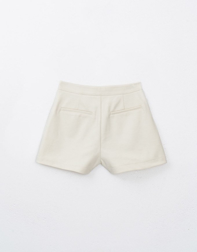 Minimalist Solid Wool Shorts With Pockets