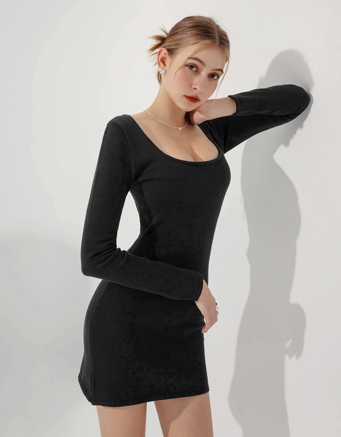 Long Sleeve Backless Bodycon Padded Mini Dress