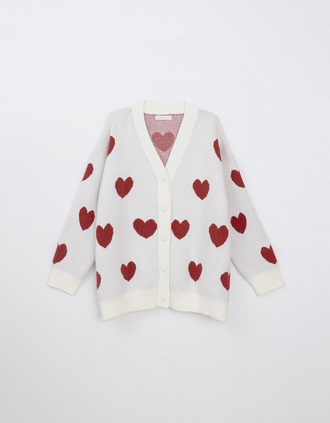 【HEYMAN Design】Heart Embroidered Knit Cardigan