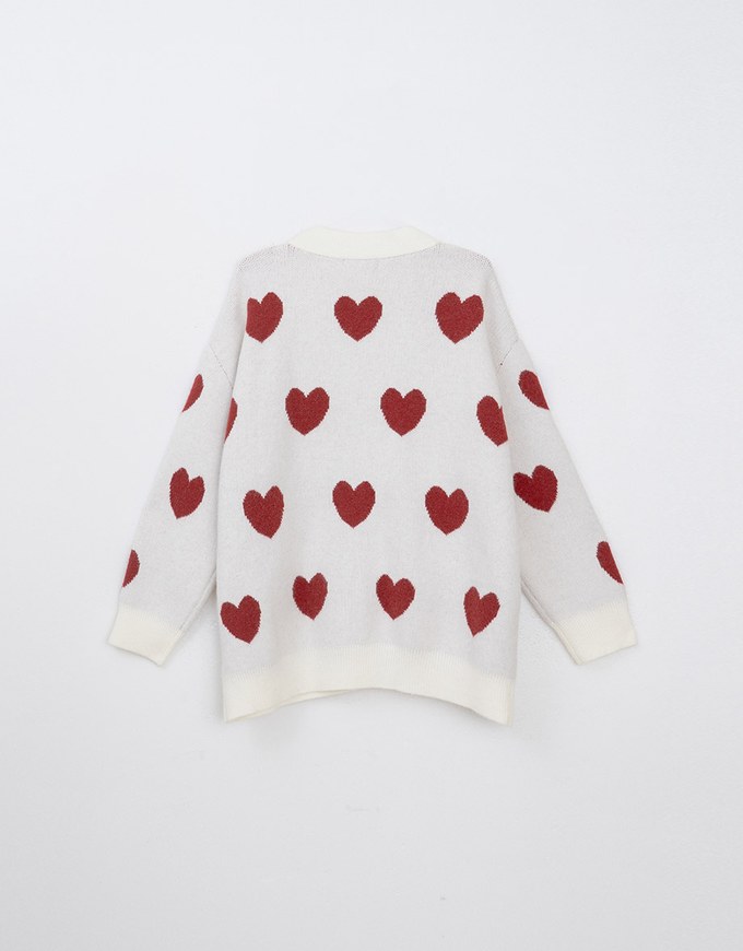 【HEYMAN Design】Heart Embroidered Knit Cardigan