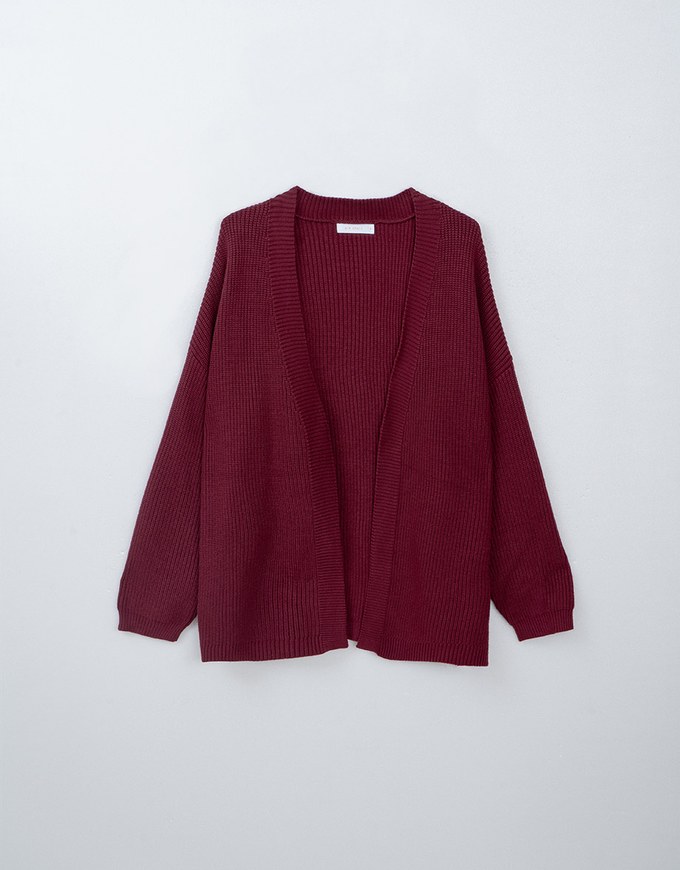 Loose Fit Solid Color Open Front Cardigan