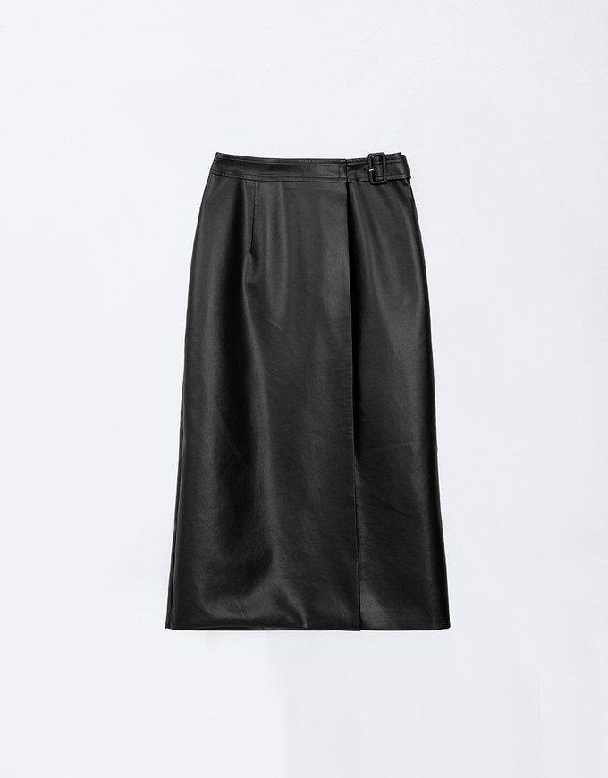 Side Split Faux Leather Skinny Maxi Skirt