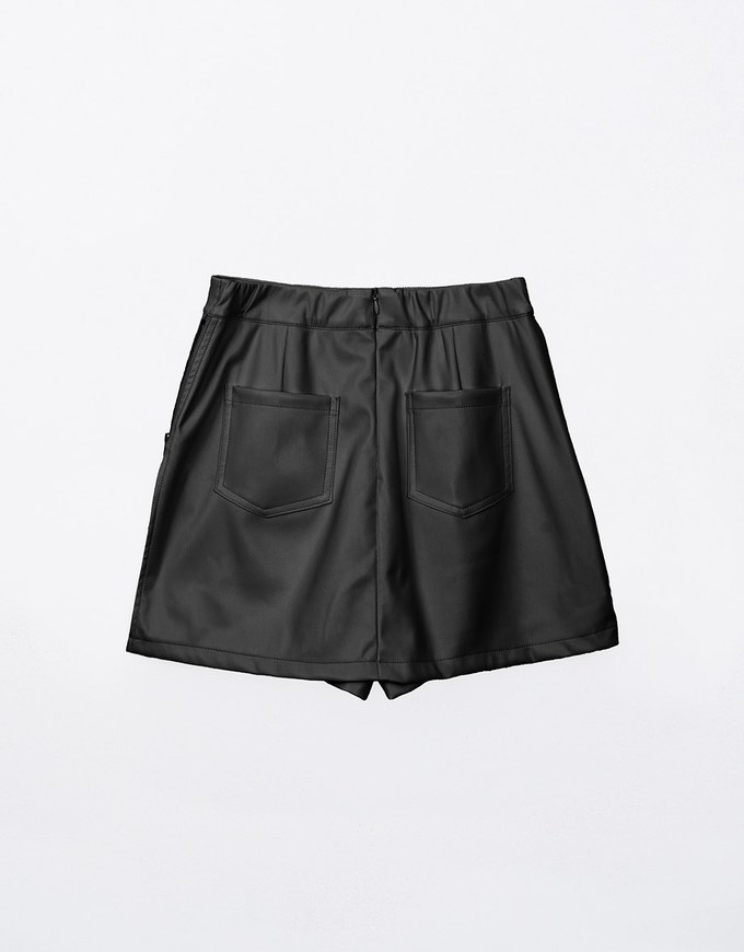 Soft Matte Stretch Faux Leather Zipper Skort