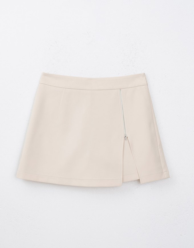 Unique Zipper Slit Skort