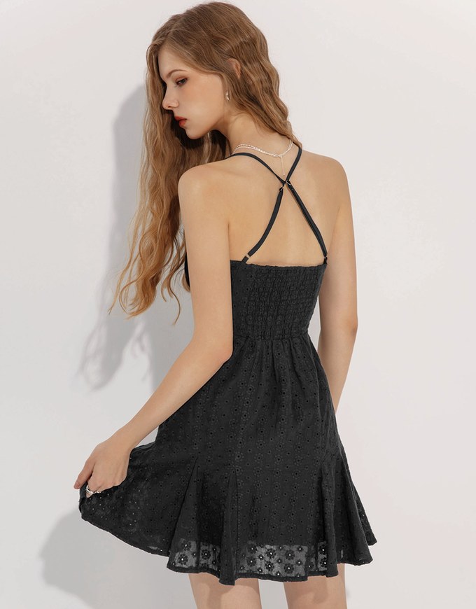 Floral Lace Spaghetti Strap Mini Dress