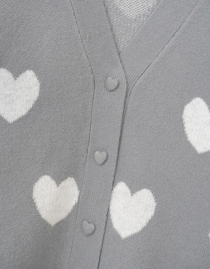 Heart Embroidered Knit Cardigan