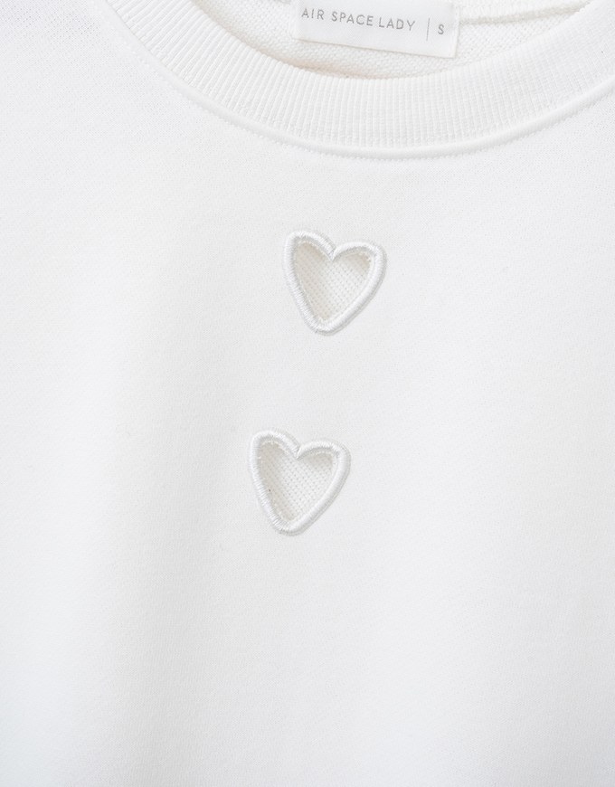 Hollow Heart Shape Crew Neck Long Sleeve Sweatshirt