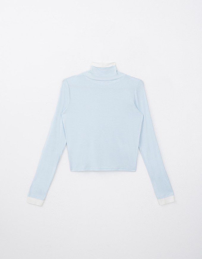 Faux 2 Piece Turtleneck Top