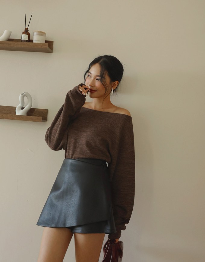 2 Way Oversized Knit Long Sleeve Shirt