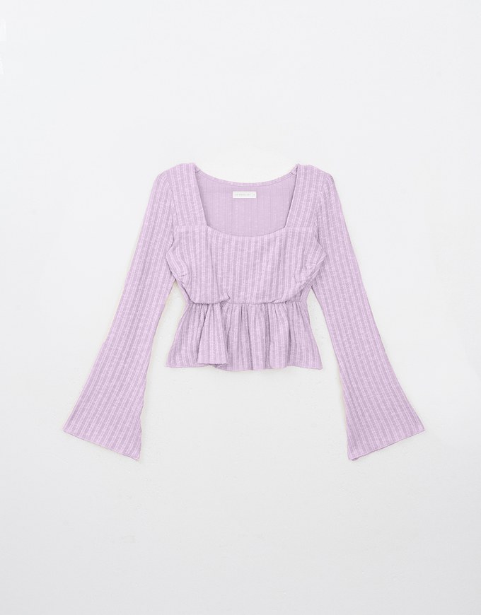 Square Neck Ruffle Flared Knit Top