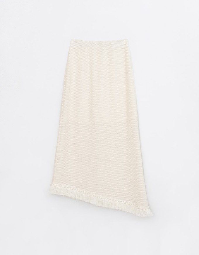 Casual Woven Long Skirt With Fringe Hem Design