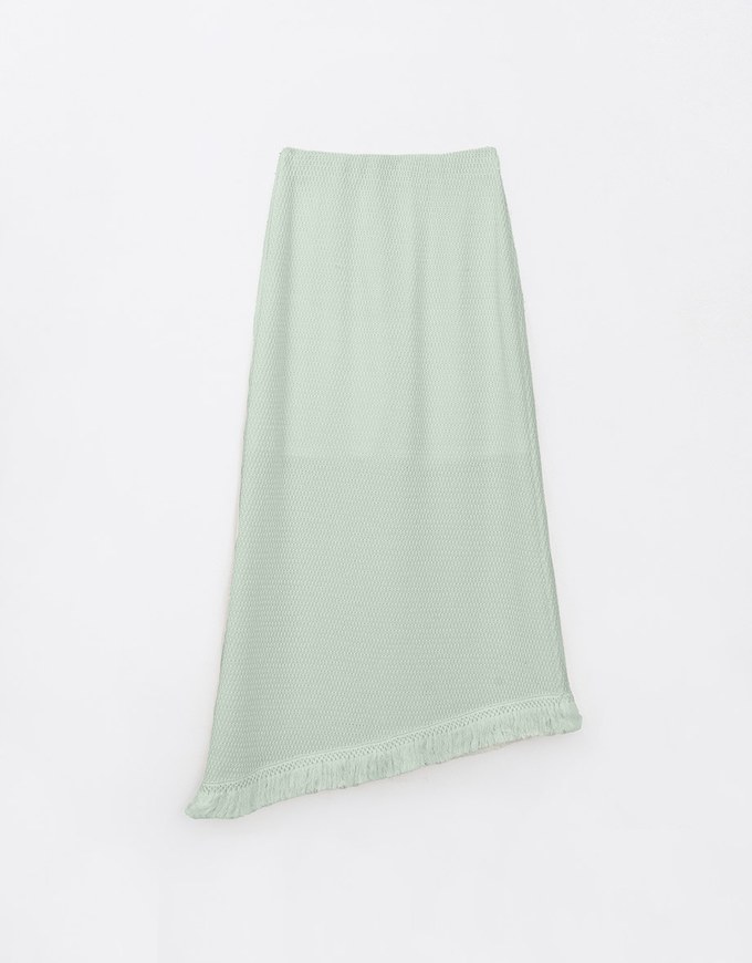 Casual Woven Long Skirt With Fringe Hem Design