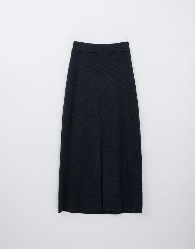 Embossed Knit Slit Back Maxi Skirt