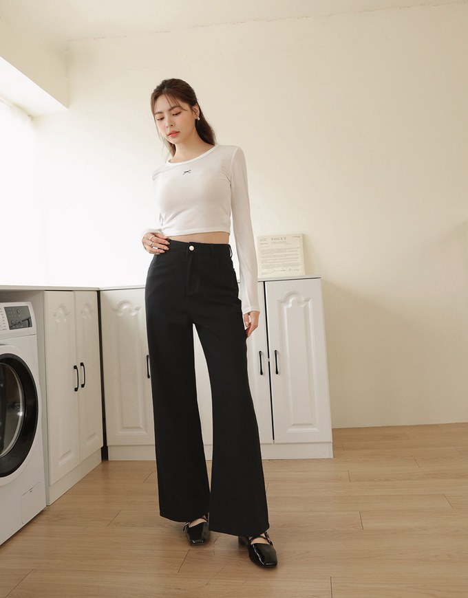 Classic Distressed High Waisted Wide Pants Culottes