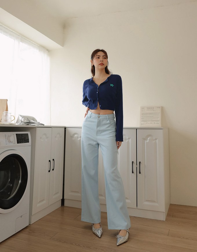 Classic Distressed High Waisted Wide Pants Culottes