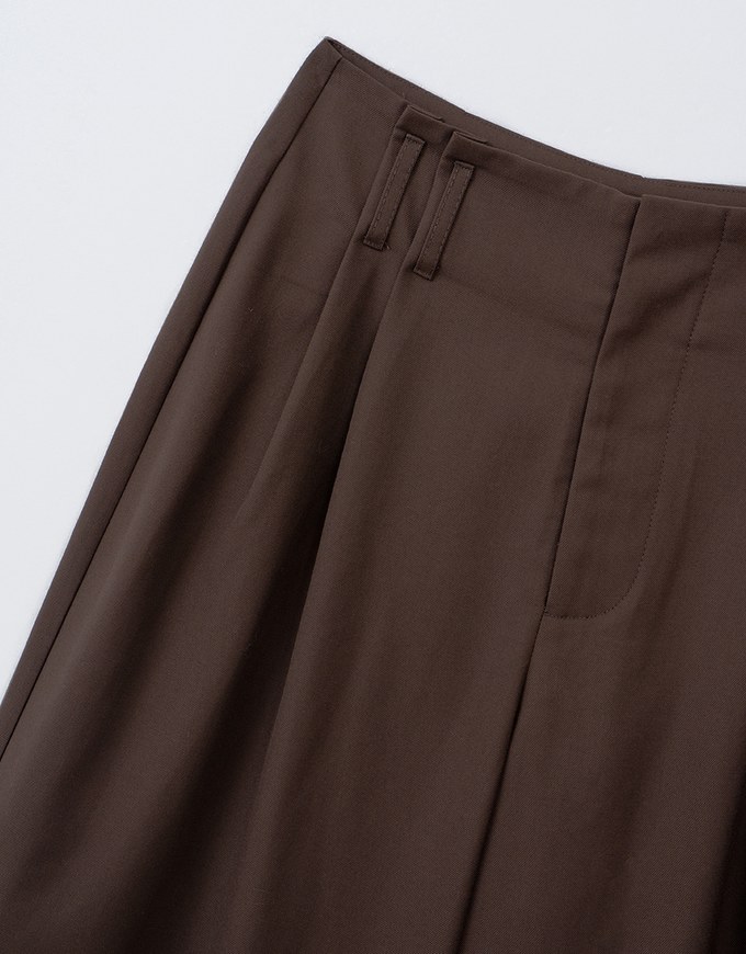 Hidden Placket Pleated Suit High Waist Wide Pants Culottes