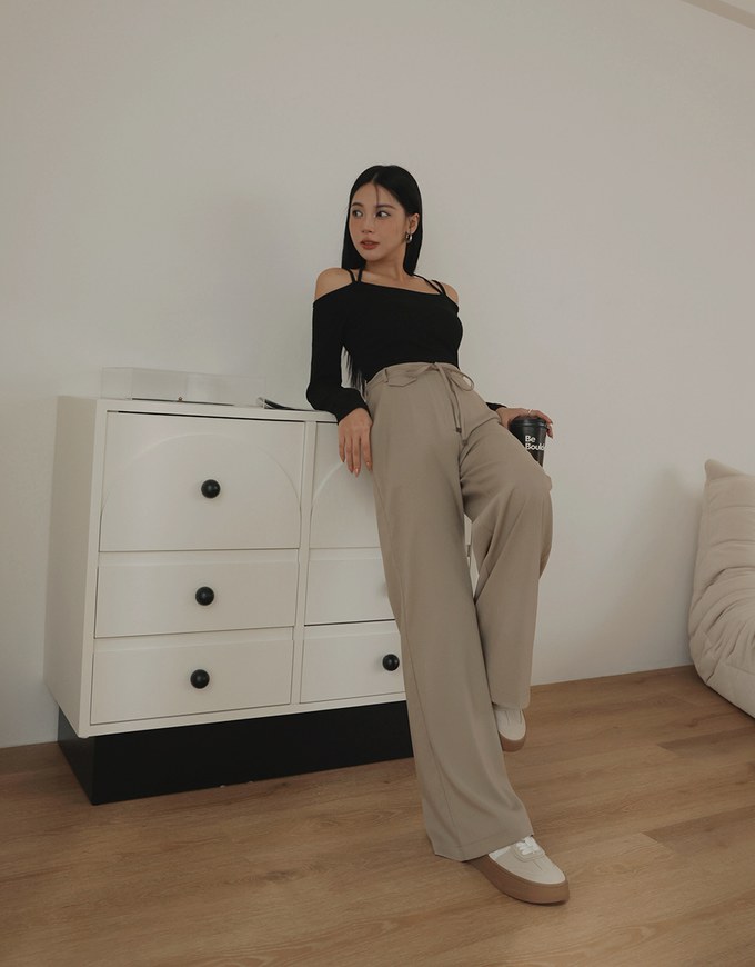 Hidden Placket Lightweight Drawstring High Waisted Wide Pants Culottes