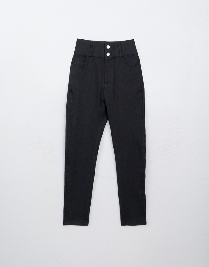 High Waist Button Slim Fit Skinny Pants