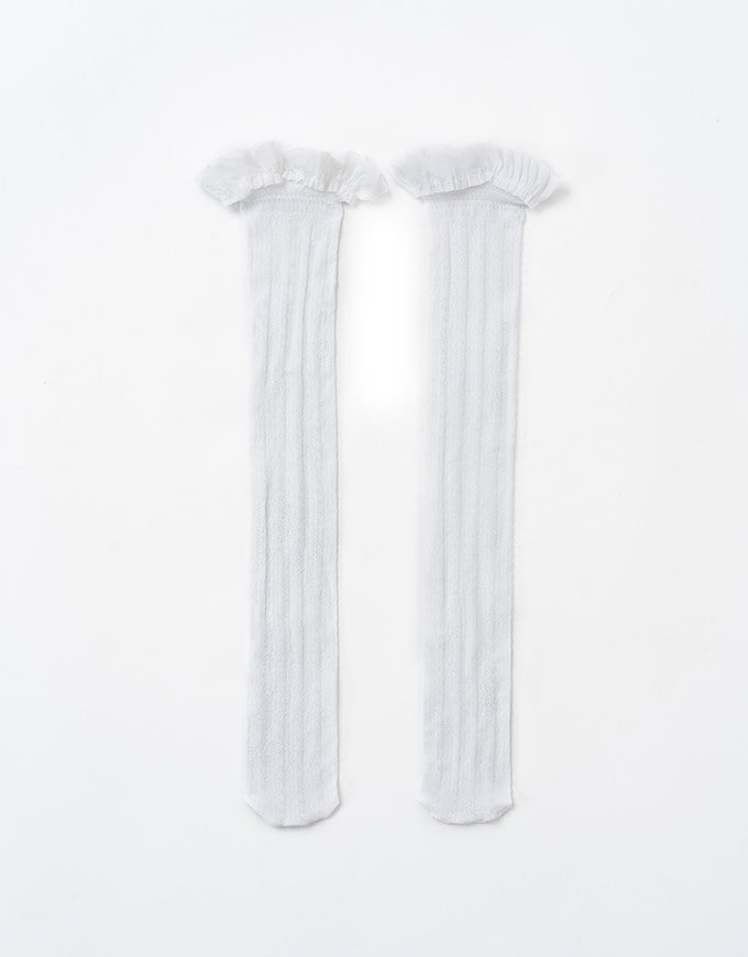 Korean Lace Trim Knee High Socks