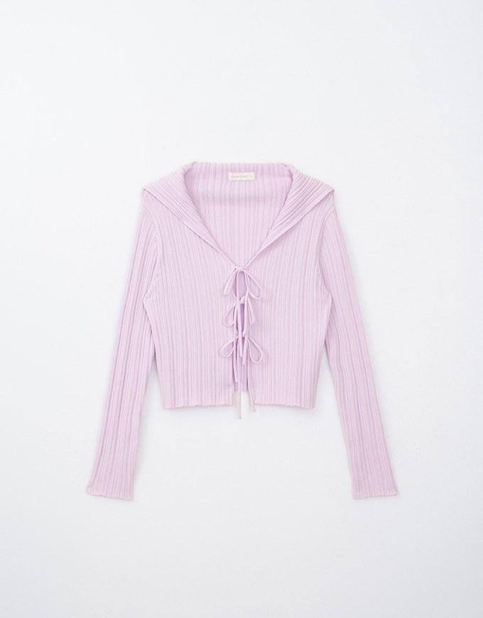 Sailor Collar Tie Knit Top