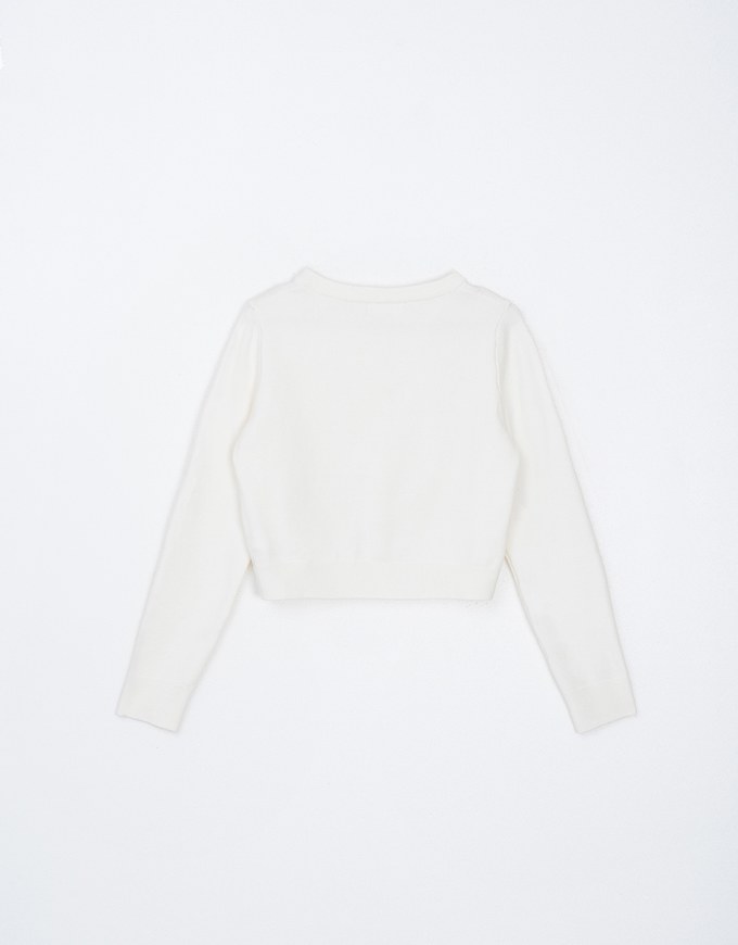 AIR SPACE Logo Gold Button Thick Knit Top