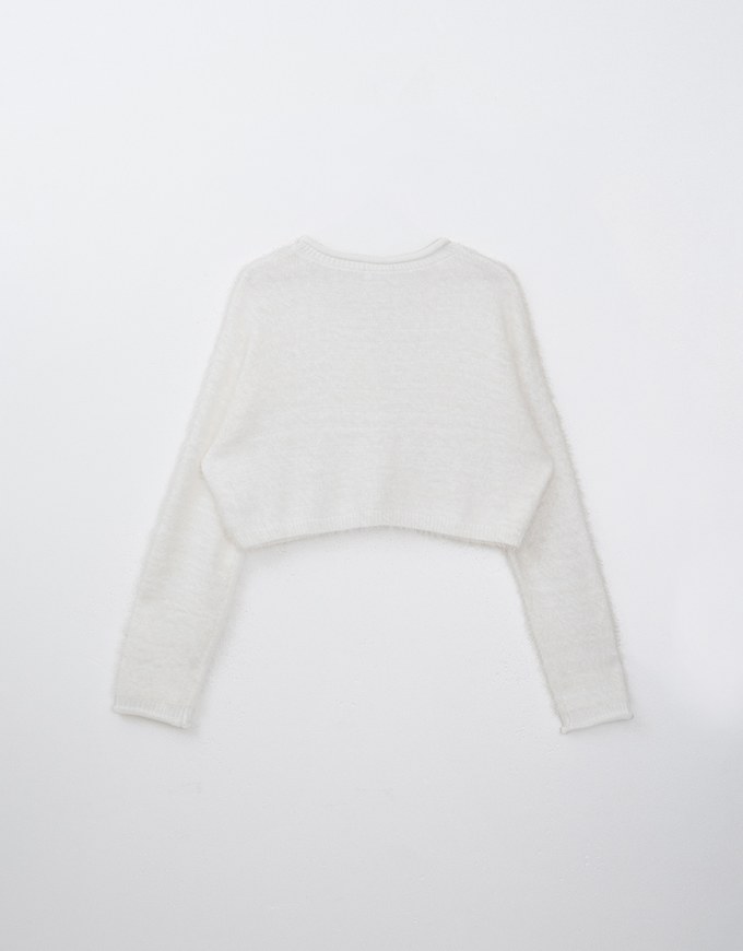 Long Sleeve Mohair Crop Knit Top