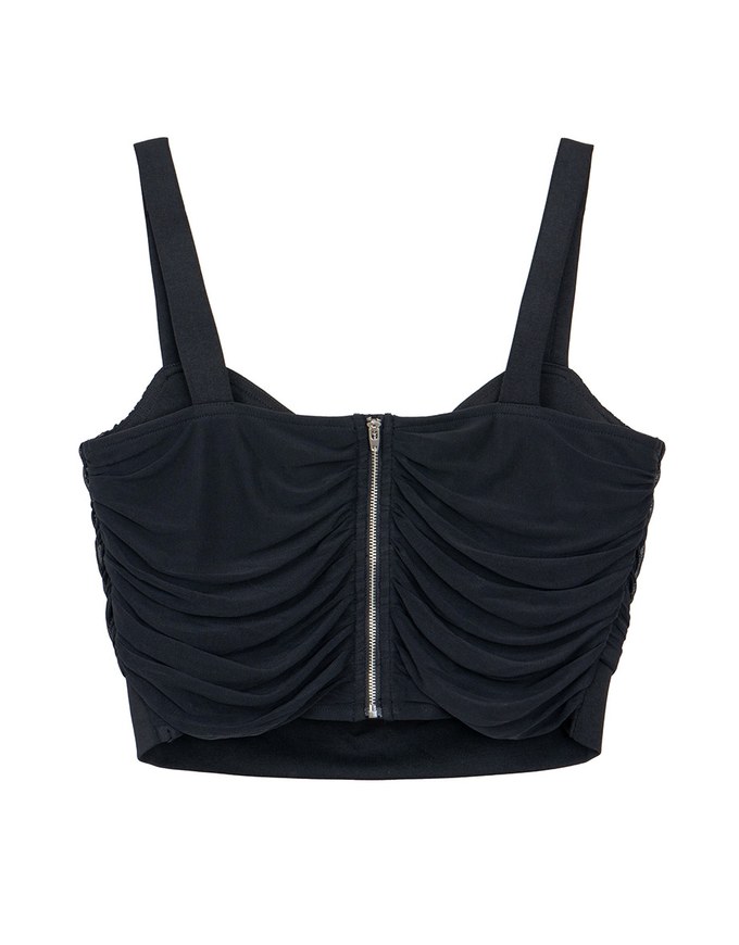 Sexy Mesh Ruched Sweetheart Neck Padded Cami Top