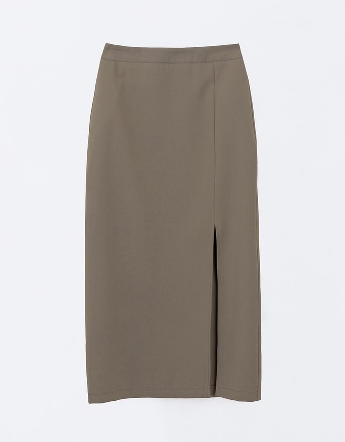 Padded Side Hips Suit Fabric Midi Skirt with Slit Perfect Body Curves