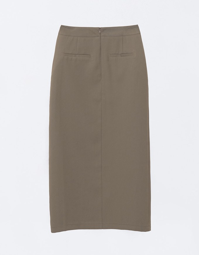 Padded Side Hips Suit Fabric Midi Skirt with Slit Perfect Body Curves